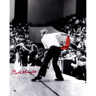 Bob Knight Signed Throwing Chair B&W w/ Red Chair 16x20 Photo