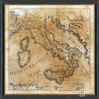 Heritage Antique Map of Italy, 26 x 26 framed