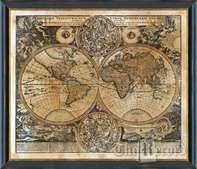 Heritage Antique Map of the World, 24 x 28 framed