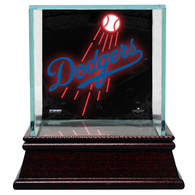 Los Angeles Dodgers Glass Single Baseball Case with Team Logo Background