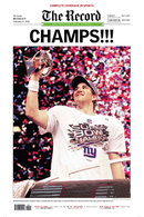 Champs!! NY Giants Super Bowl Victory Front Page Reprint