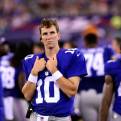 Giants quarterback Eli Manning watching from the sidelines on Friday in the preseason opener against the  the Miami Dolphins at MetLife Stadium.