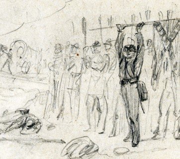 Gen. Ewell's men surrender at Sailors Creek, 1865.