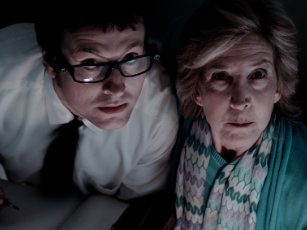 Lin Shaye and Leigh Whannell in Insidious (2010)