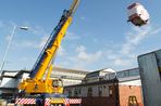 The new £1m MRI scanner being lifted into Wansbeck General Hospital