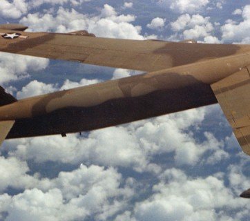 A B-52 flies over Vietnam in October 1966.