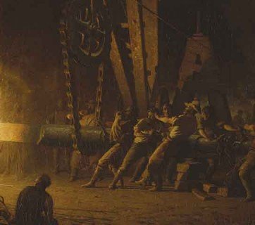 New York’s West Point Foundry inspired artist John Ferguson Weir’s dramatic oil on canvas Forging the Shaft.