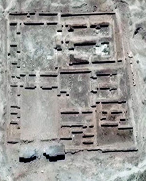 Satellite imagery of the Nabu Temple in the ancient Assyrian city of Nimrud in northern Iraq. (Unitar, AFP)