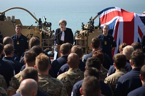 Manama, Bahrain Theresa May addresses sailors