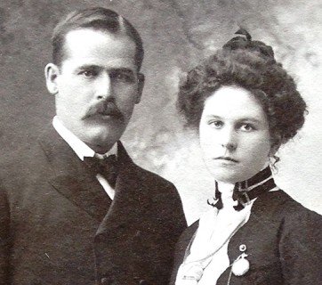 In 1901 notorious outlaw Harry Longabaugh (aka "the Sundance Kid") and Ethel Place posed for this cabinet card photo in a New York studio, then sent copies of the image to friends in the West. Several of those prints survive.