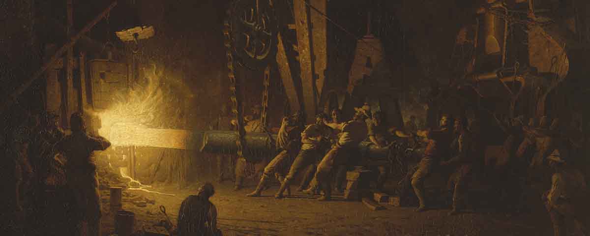 New York’s West Point Foundry inspired artist John Ferguson Weir’s dramatic oil on canvas Forging the Shaft.