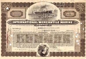 International Mercantile Marine Company share certificates of 1926 