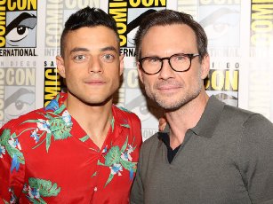 Christian Slater and Rami Malek at an event for Mr. Robot (2015)