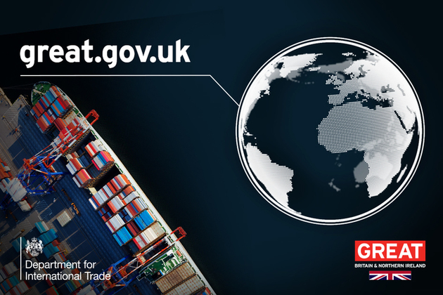 Container ship and great.gov.uk url