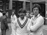 Javed Miandad and Imran Khan await a team photograph the day before the 2nd Test England v Pakistan Lord's Jun 1987. PHOTO: AFP