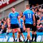 Diarmuid Connolly of Dublin is shown a black card by referee Paddy Neilan during last week's defeat to Kerry