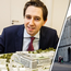 Simon Harris with a model of the new maternity hospital (left), and the Sisters of Charity