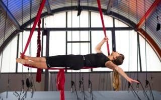 Jess Carpani tries out aerial gymnastics