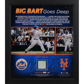 New York Mets Bartolo Colon Fanatics Authentic Framed 15" x 17" 1st Career Home-Run Collage with a Piece of Game-Used Home Run Base