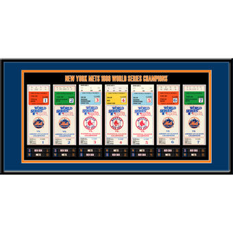 New York Mets 22" x 12" 1986 World Series Tickets To History Framed Print