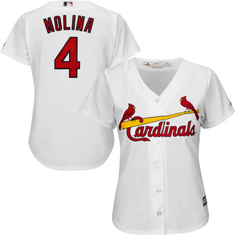 Women's St. Louis Cardinals Yadier Molina Majestic White Home Cool Base Player Jersey