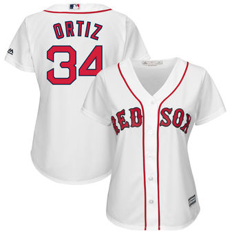 Women's Boston Red Sox David Ortiz Majestic White Home Cool Base Player Jersey
