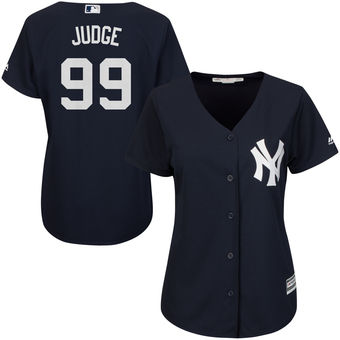 Women's New York Yankees Aaron Judge Majestic Fashion Navy Cool Base Player Jersey