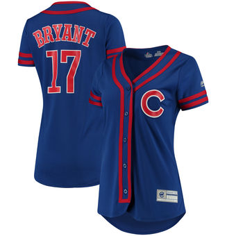 Women's Chicago Cubs Kris Bryant Majestic Royal/Red Absolute Victory Fashion Player Jersey