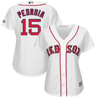 Women's Boston Red Sox Dustin Pedroia Majestic White Home Cool Base Player Jersey
