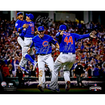 Chicago Cubs Kris Bryant, Anthony Rizzo, Javier Baez, Addison Russell Fanatics Authentic 2016 MLB World Series Champions Autographed 16" x 20" Celebration Photograph - Limited Edition of 500