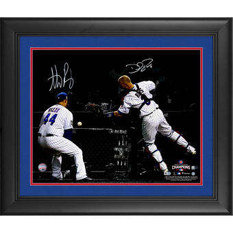 Chicago Cubs Anthony Rizzo, David Ross Fanatics Authentic 2016 MLB World Series Champions Framed Autographed 16" x 20" World Series Game 5 Foul Ball Catch Spotlight Photograph