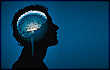 man in silhouette and brain