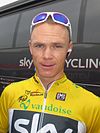 Chris Froome with the yellow jersey at the Tour de Romandie 2013