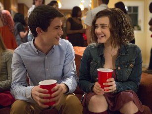 Dylan Minnette and Katherine Langford in 13 Reasons Why (2017)