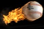 FLAMING BASEBALL WITH JUSTICE SCALES LOGO