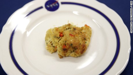 NASA fish cake, as sampled by Vital Signs&#39; Sanjay at the Johnson Space Center in Houston, TX