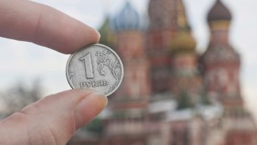 Ruble held by st.Basil's Cathedral