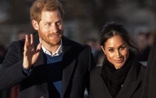 Prince Harry and fiance Meghan Markle in Cardiff in January 