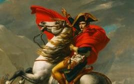 In his pomp: Napoleon Crossing  the Alps by Jacques-Louis David, 1802