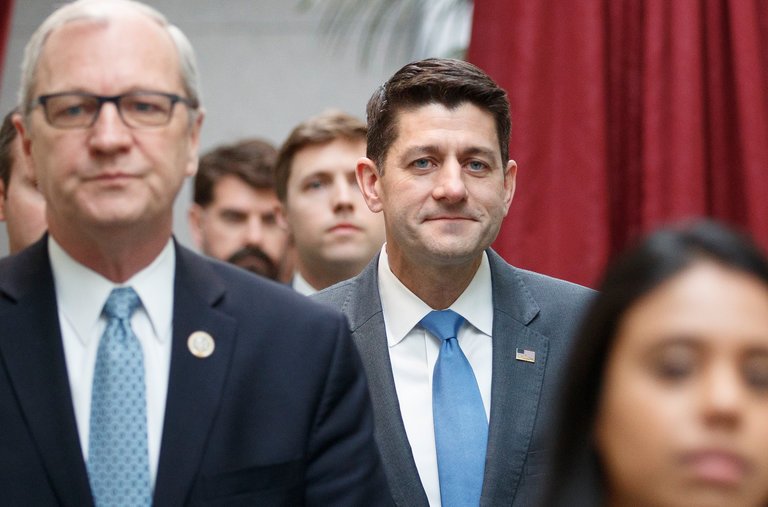 Speaker Paul D. Ryan arrived for a meeting on Capitol Hill Wednesday.