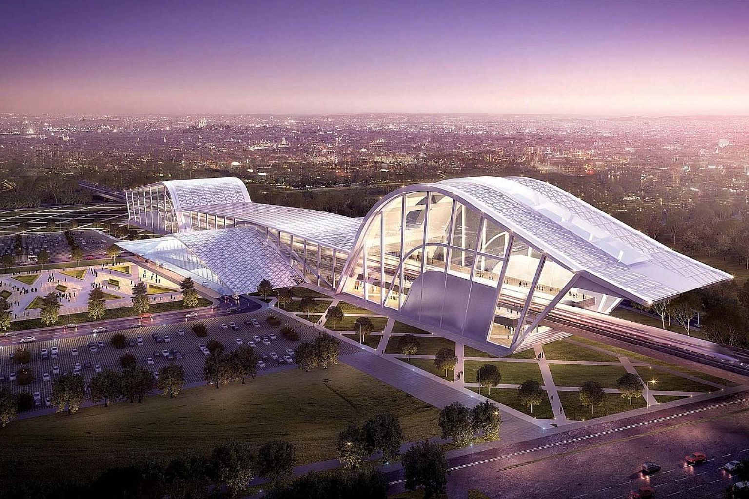 An artist's impression of Batu Pahat station on the KL-Singapore HSR line. Malaysia has cancelled the project as its price tag is said to be prohibitive.