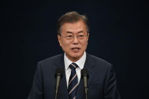 
South Korea's President Moon Jae In at the presidential Blue House in Seoul on May 27, 2018.