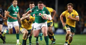  Tadhg Furlong of Ireland makes a break during the  win in Sydney. Photograph: Mark Kolbe/Getty Images