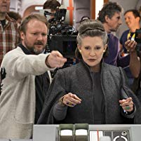 Rian Johnson and Carrie Fisher on the set of 'The Last Jedi'