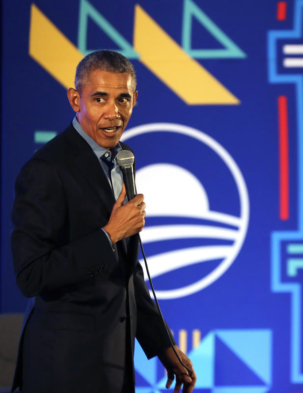 Former US President Barack Obama speaks during his town hall for the Obama Foundation at the African Leadership Academy in Johannesburg, South Africa, Wednesday, July 18, 2018. (AP Photo/Themba Hadebe, Pool)

