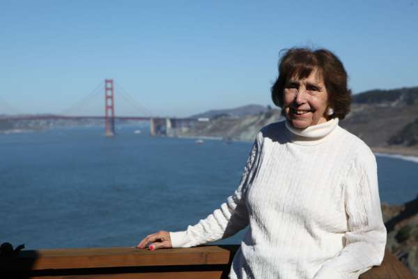 Beverly Coughlin, 93, stands on the balcony of her Sea Cliff home. Coughlin has lived in San Francisco her entire life.