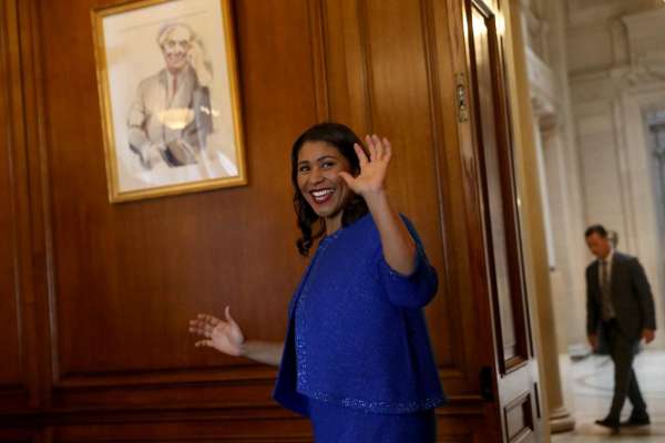 Mayor London Breed walks to her office following her inauguration ceremony on Wednesday, July 11, 2018, in San Francisco, Calif.