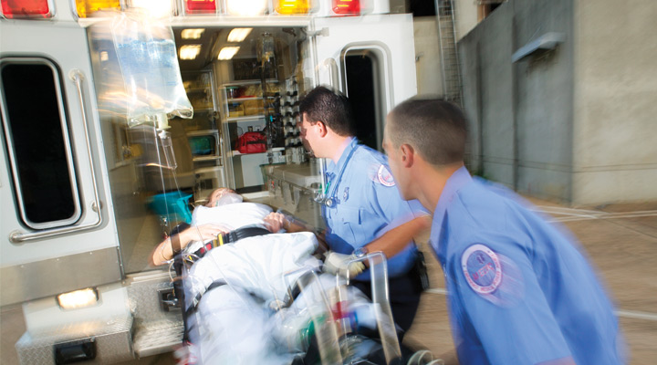 EMT's transporting patient