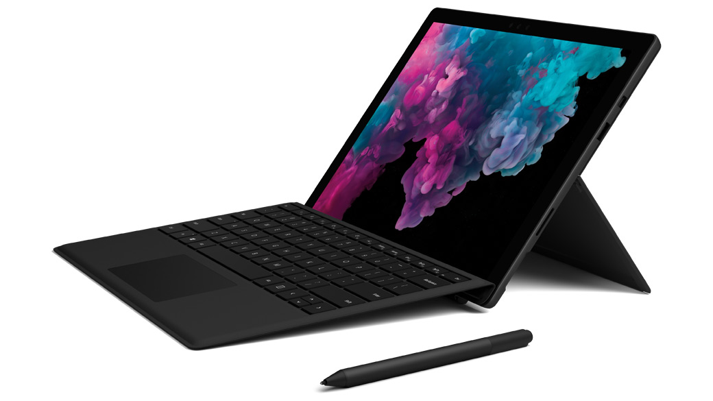 Black Surface Pro 6 with Black Surface Pro Signature Type Cover