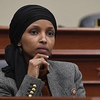 Rep. Ilhan Omar, Democrat-Minnesota, in the House Budget Committee on Capitol Hill in Washington, March 12, 2019. (Susan Walsh/AP)